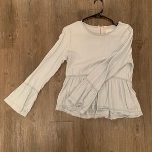 Peplum denim long sleeve